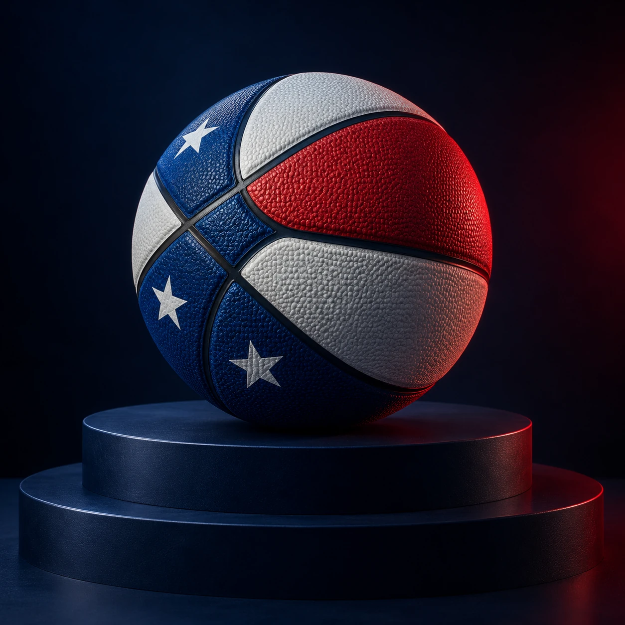 Illustrative artwork of a red, white and blue ball